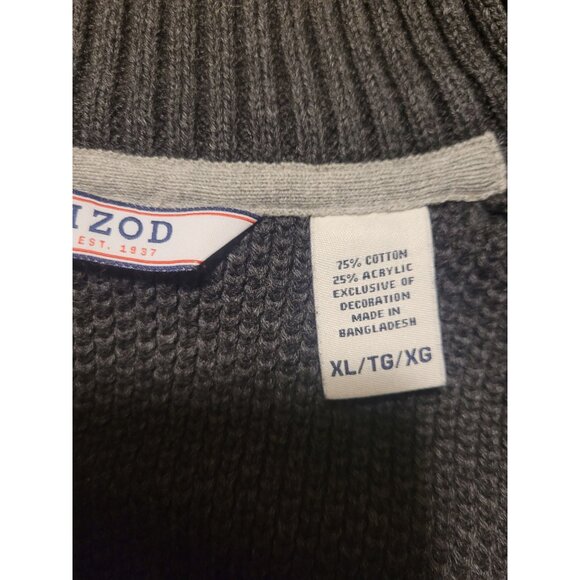 Izod Men's Nordic Pattern 1/2 Zip Sweater XLGray & Red cotton - Picture 6 of 6